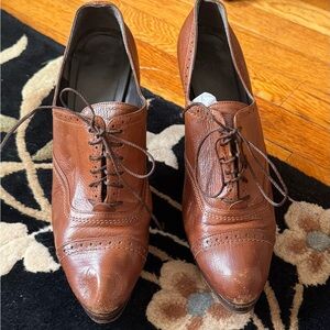 Vintage Stuart Whitman Classic Brown  Oxford Platform Dress Shoes